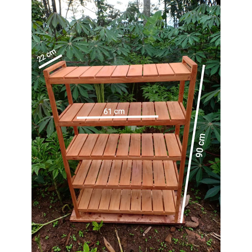 Rak Sepatu Kayu Minimalis 5 Susun Rak Serbaguna