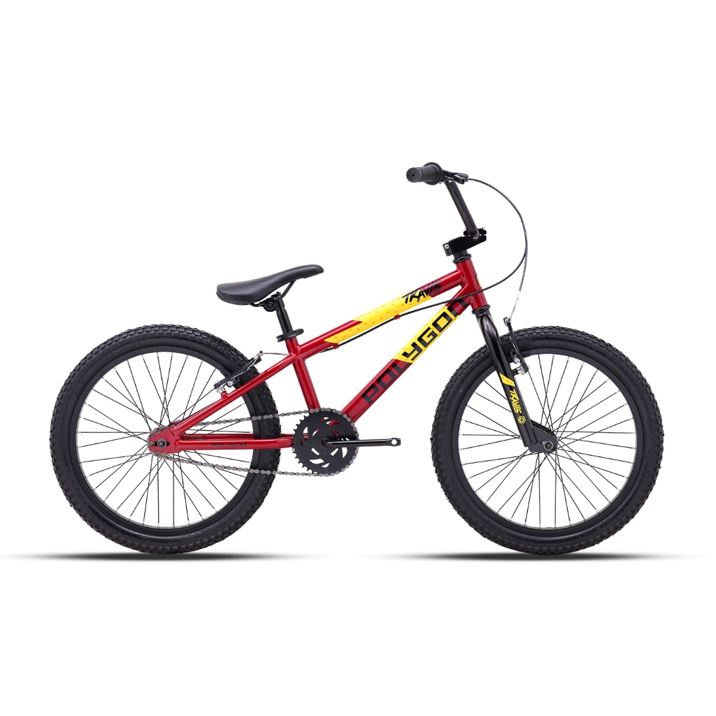 Polygon Travis Sepeda BMX 20 Inci Anak-Remaja Merah Abu-Abu