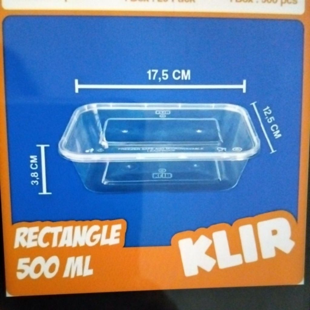 Thinwall Rectangle/ Persegi Panjang 500ml Klir KCS