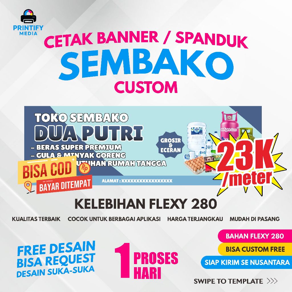 SPANDUK TOKO SEMBAKO / SPANDUK TOKO BAJU SPANDUK TOKO PAKAIAN / SPANDUK TOKO KUE
