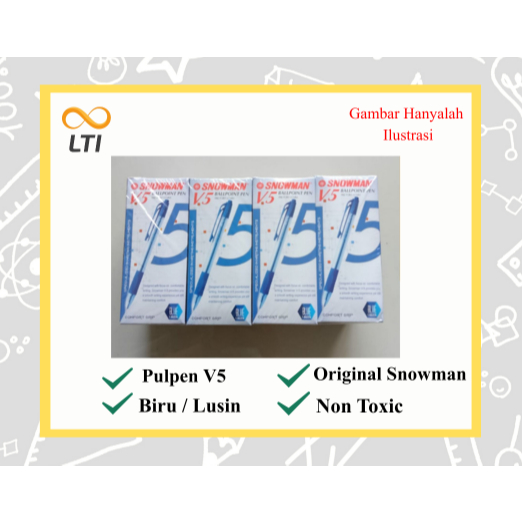 [ LUSIN ] Pulpen Snowman V5 Biru Bulpen V 5 Murah Snowman Ballpoint - HEMAT