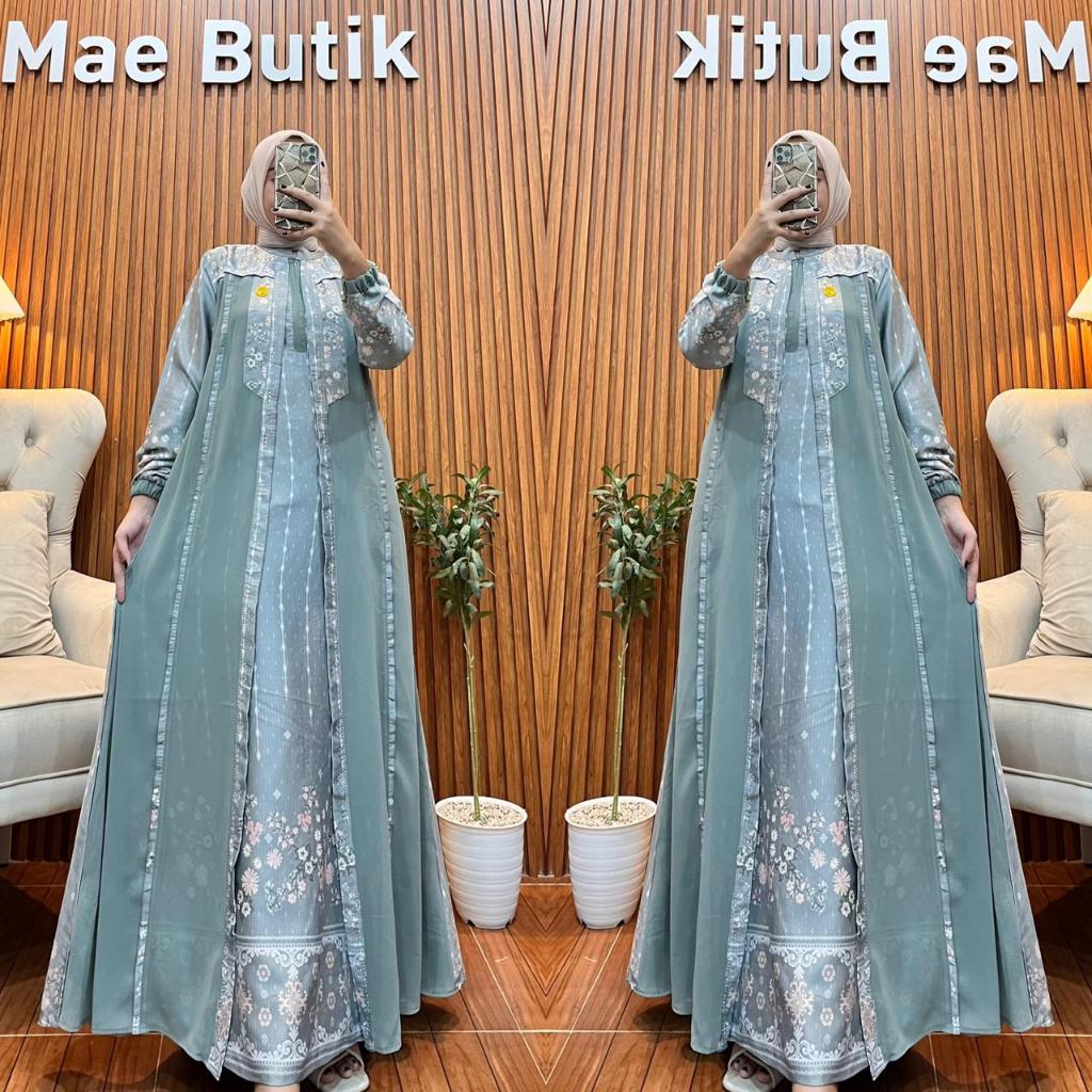 Gamis Bilqis Maxmara silk premium kombinasi ceruty babydoll