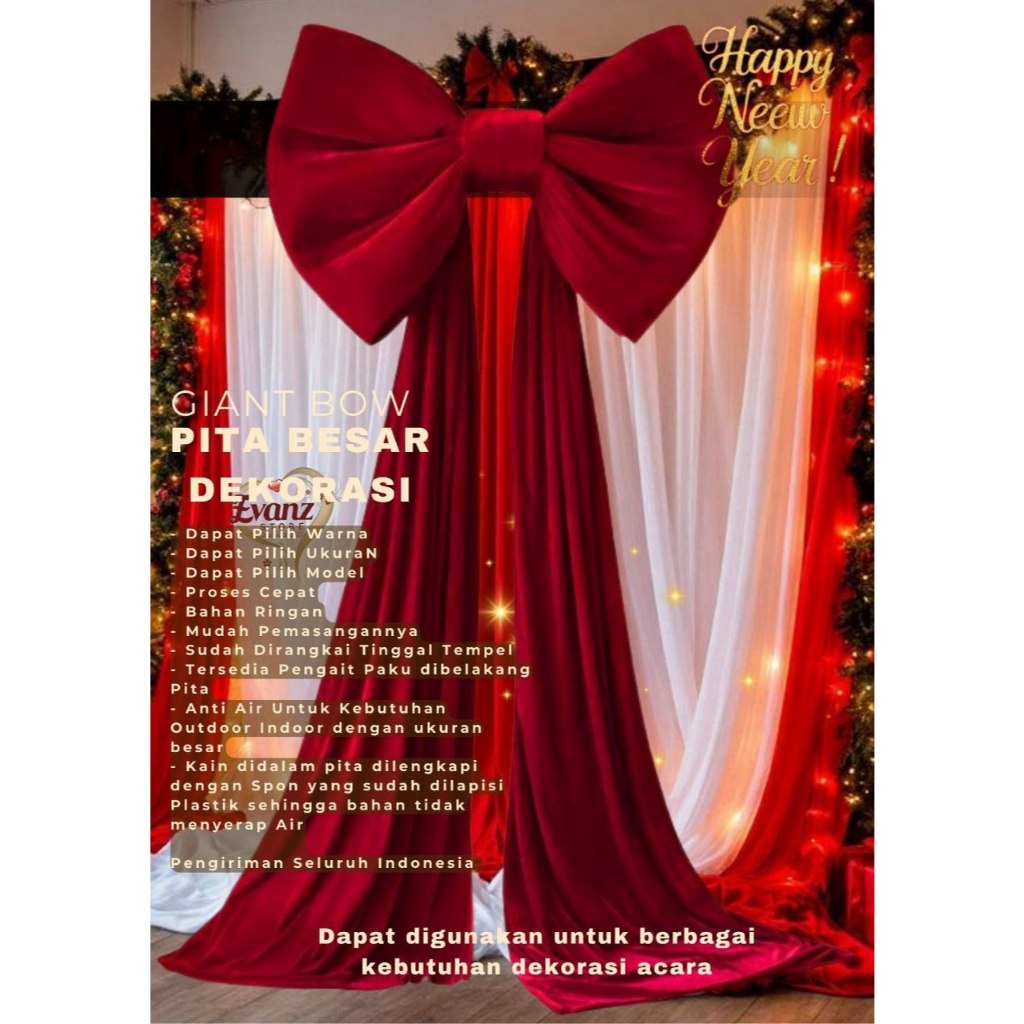 PITA JUMBO GIANT BOW JUNTAI 6 METER/PITA JUMBO/PITA KADO/PITA DEKORASI/PITA ELEGAN/