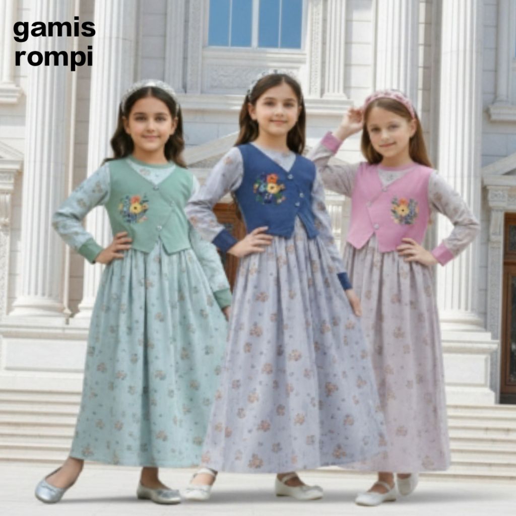 GAMIS ANAK KOMBINASI ROMPI 1-7 THN/GAMIS ANAK PEREMPUAN TERBARU/GAMIS ANAK VIRAL