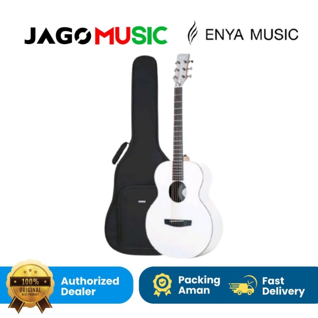 Gitar Akustik Enya X0 Em White Guitar Acoustic Enya X0 Em Wh with Bag Original