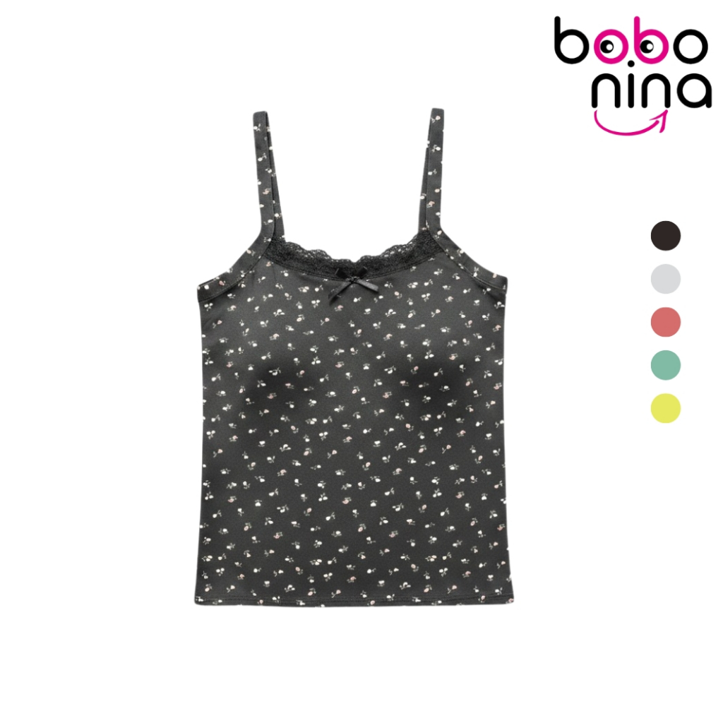 Ninabobo BR138 Tanktop Bra Wanita Motif Bunga Renda Pita Singlet Tali Kecil Floral Adem Lucu
