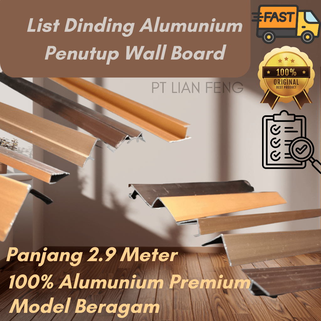 List alumunium PVC Wallboard Marmer Penutup Celah Frame / Lis Aluminium PVC Board