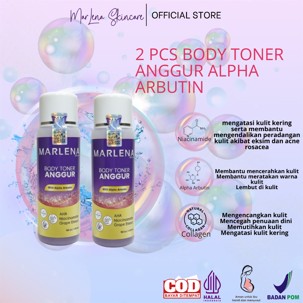 PAKET ISI 2 PCS BODY TONER ANGGUR ARBUTIN BPOM