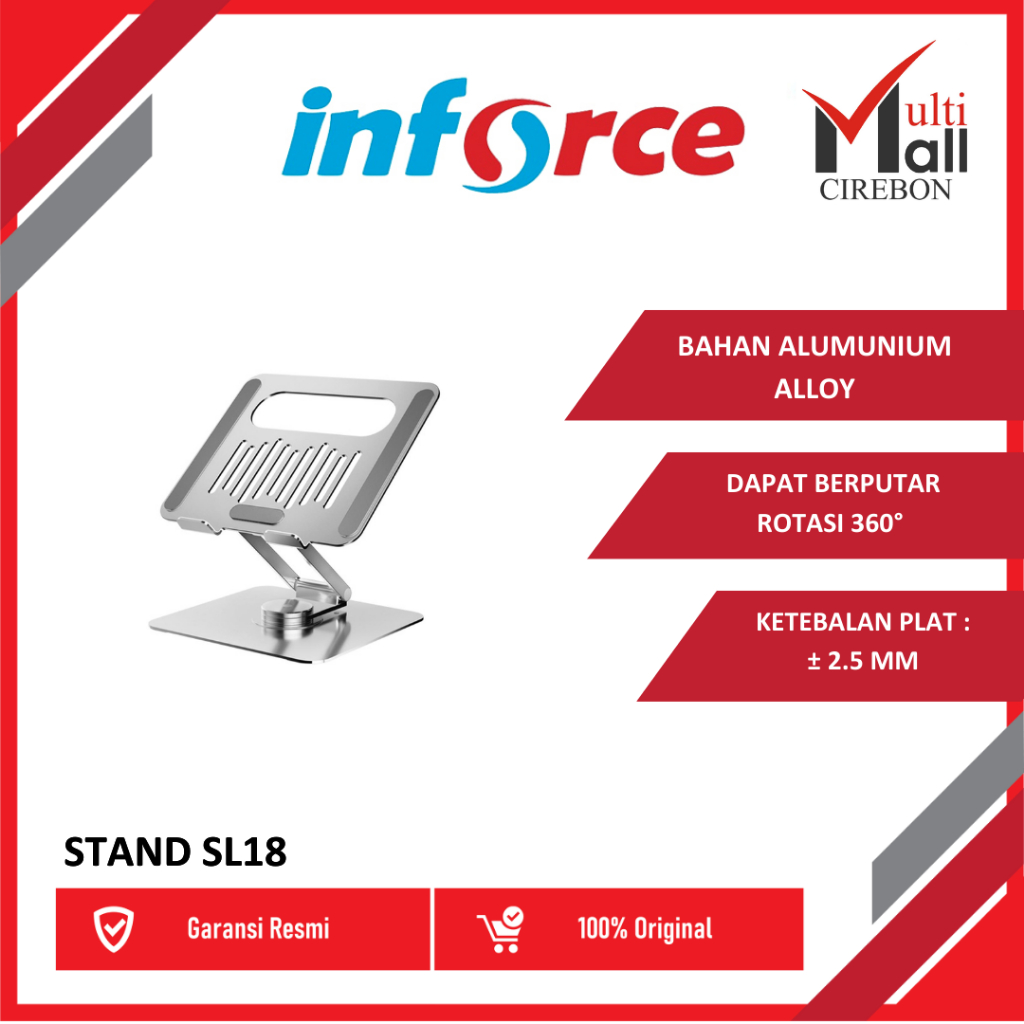 Inforce Rotating Laptop Stand SL18 360 Derajat Laptop Stand Holder 360 Derajat Tablet Stand Holder