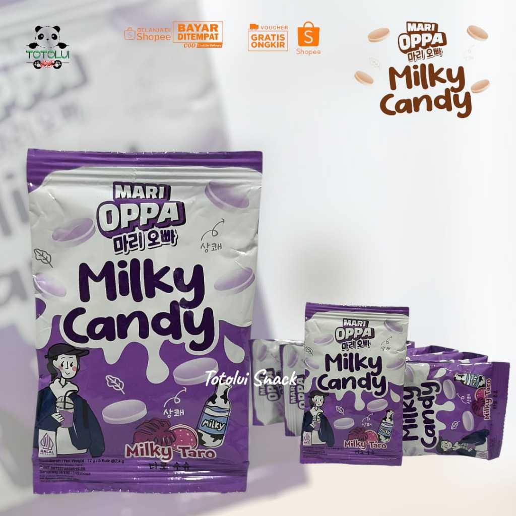 PERMEN COKLAT MARI OPPA PERMEN VIRAL MILKY CANDY RASA MILKY TARO HARGA 1 RENCENG