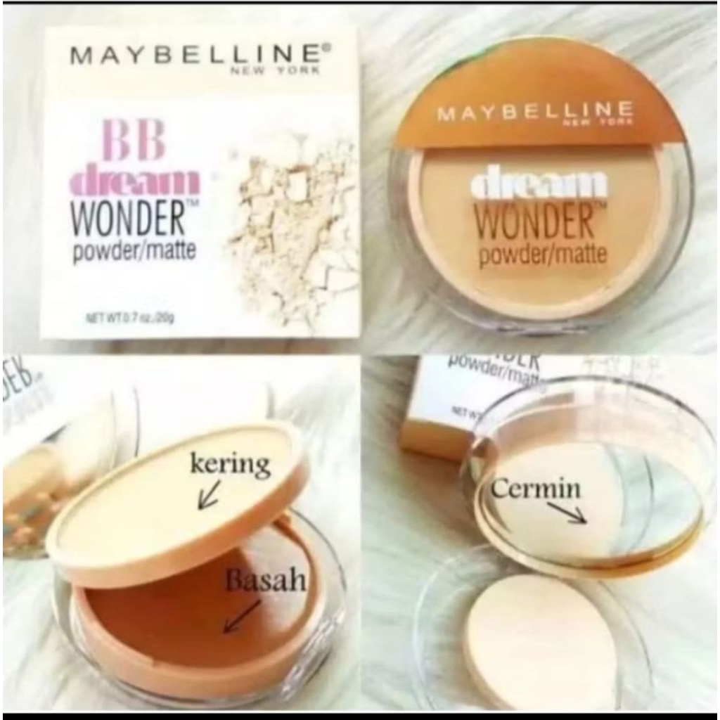 BEDAK Meibelline BB DREAM WONDER 2IN1 2 LAPIS Bedak Meibelline kering & basah