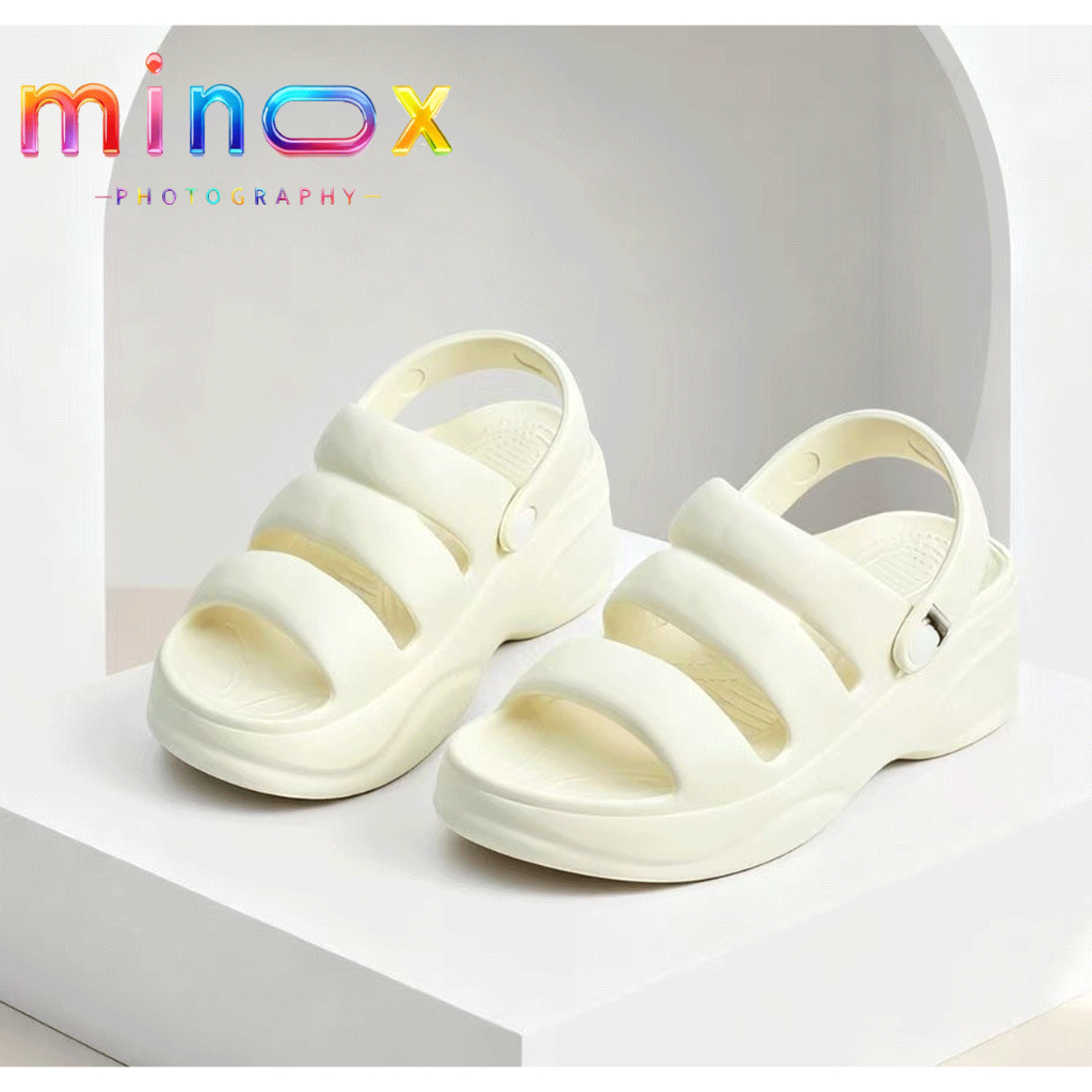 minox 2025 Sandal Platform Wanita Multiwarna Tali Ganda EVA Modis Sandal Pantai Hak Wedge 5cm