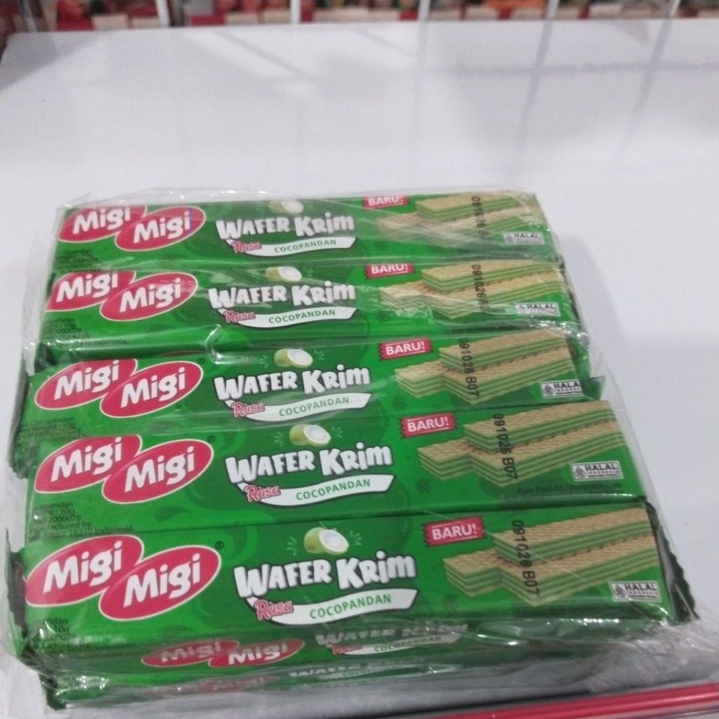 Migi Migi Wafer Krim Cocopandan 1 Pack Isi 10 10 Gr