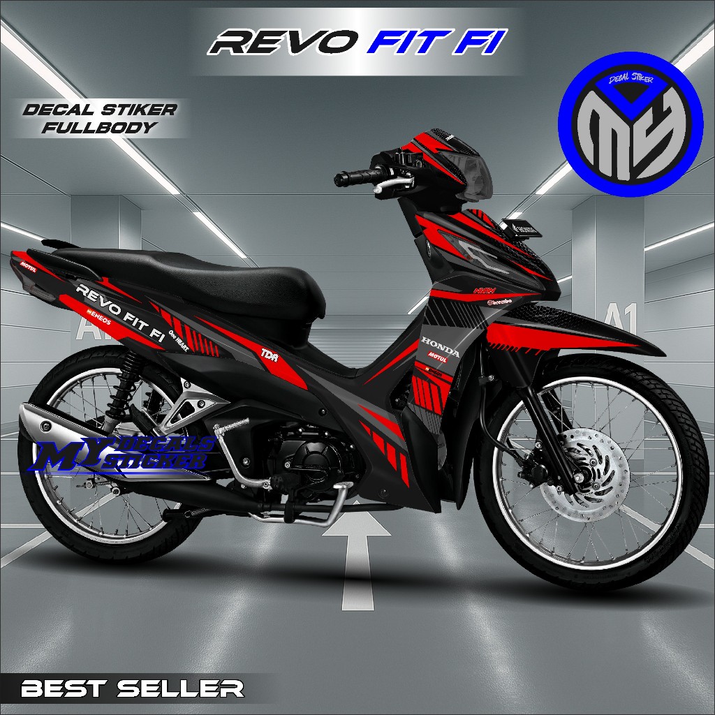 Decal Revo FIT FI Fullbody Racing Hitam Racing - Decal Stiker Variasi Revo FI Revo Injeksi Full Body