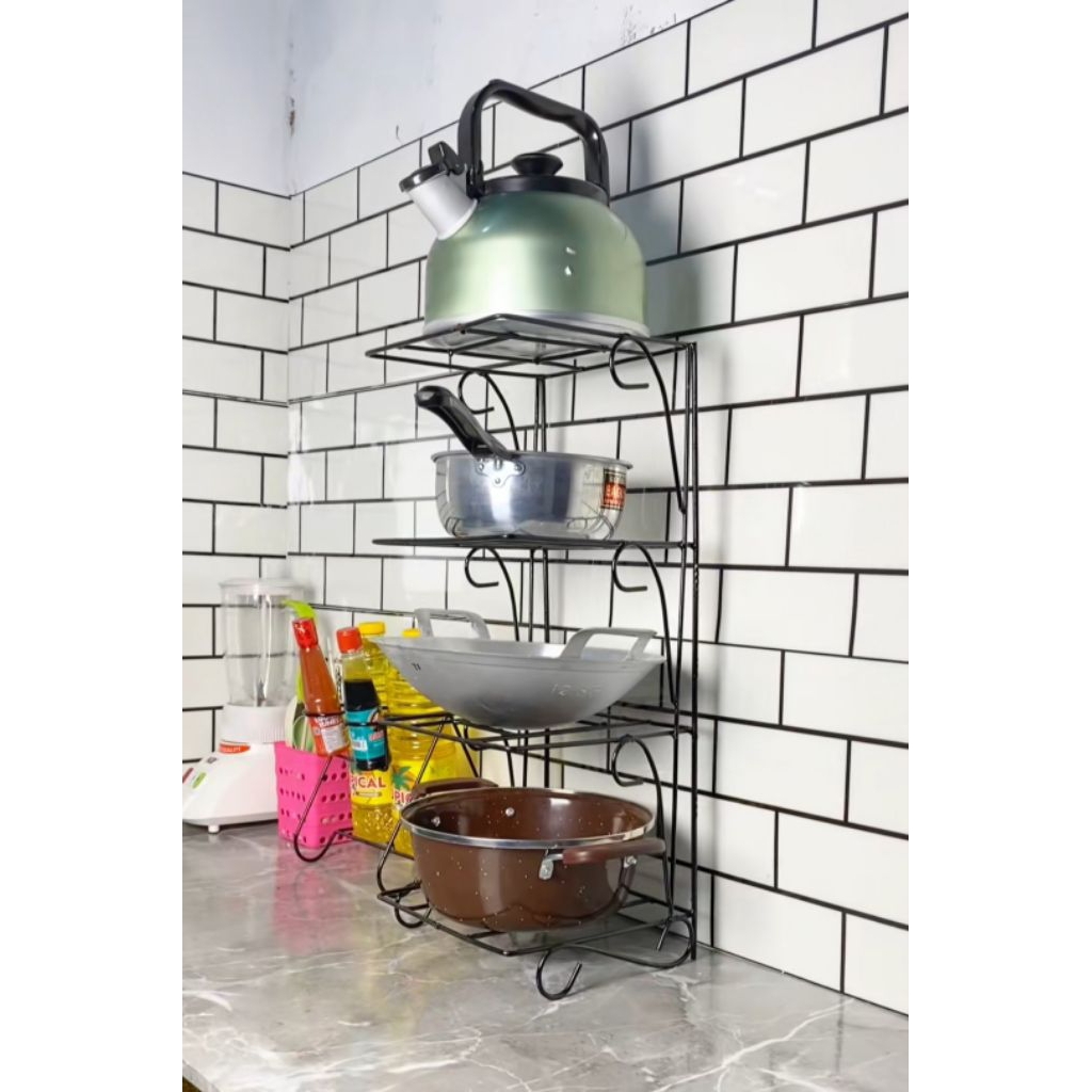 Rak panci wajan serbaguna.rak susun panci teflon wajan rak dapur organizer perlengkapan dapur