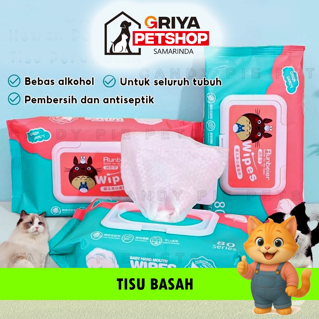 Pet Wipes Tissue Basah Kucing Untuk Mandi Tisu Kucing BasahGrooming Hewan