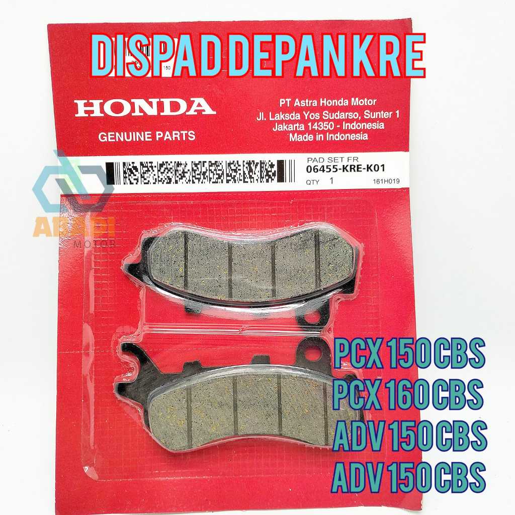 Dispad Depan Ori Honda KRE Kampas Rem Disped PCX 150 CBS ADV 160 CBS Kanvas Cakram Dispet Original Y