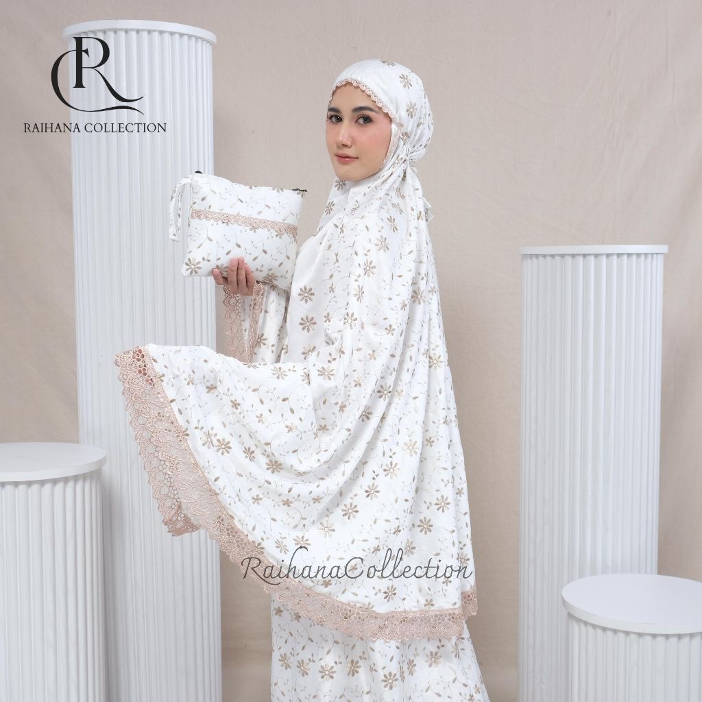 RAIHANA|Mukena sutra milo full bordir premium jumbo, mukena dewasa mewah elegan