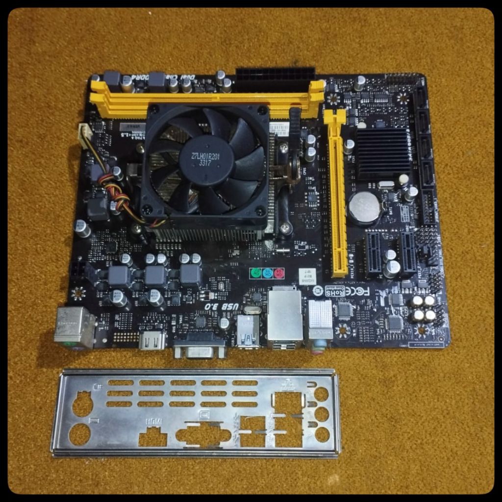 Paket Mainboard DDR4 AMD AM4 A320MH ft Prosesor A8-9600