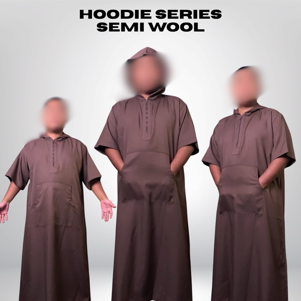 Jubah Pria Hoodie Dewasa Lengan Pendek Jumbo Oversize Gamis Hoodie