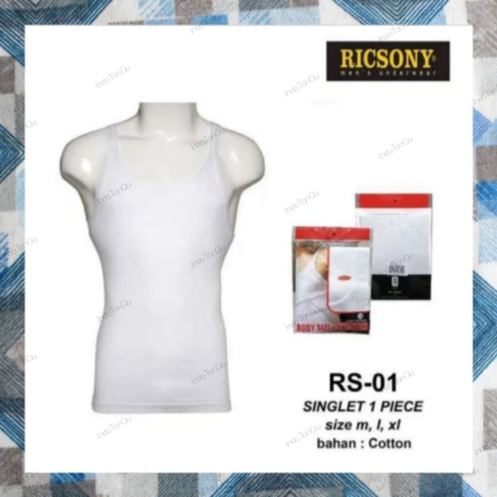 [iTQ] RicSony RS-01 Singlet Katun Salur Putih Pria