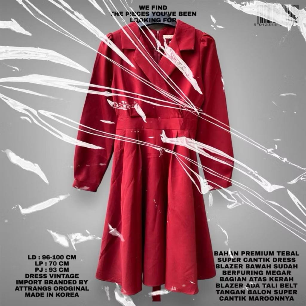 ATTRANGS DRESS KOREAN LOOK/DRESS BLAZER KERAH SUPER MEGAR KOREAN STYLE/DRESS KERAH MEGAR OFFICE DRES
