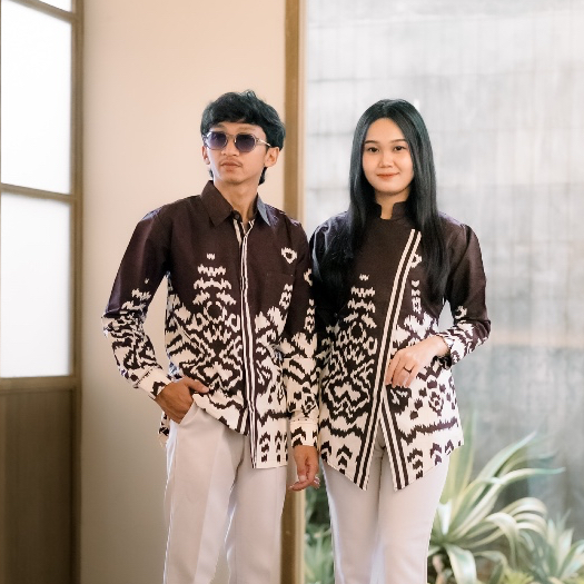 Batik Couple Wanita Pria Kerja Kantor Blouse Kemeja Modern Atasan Seragam Batik