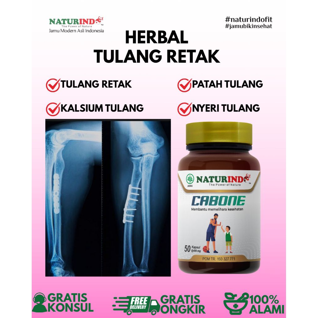 Cabone Obat Herbal Tulang Retak Nyeri Bengkak Kalsium Tulang Naturindo