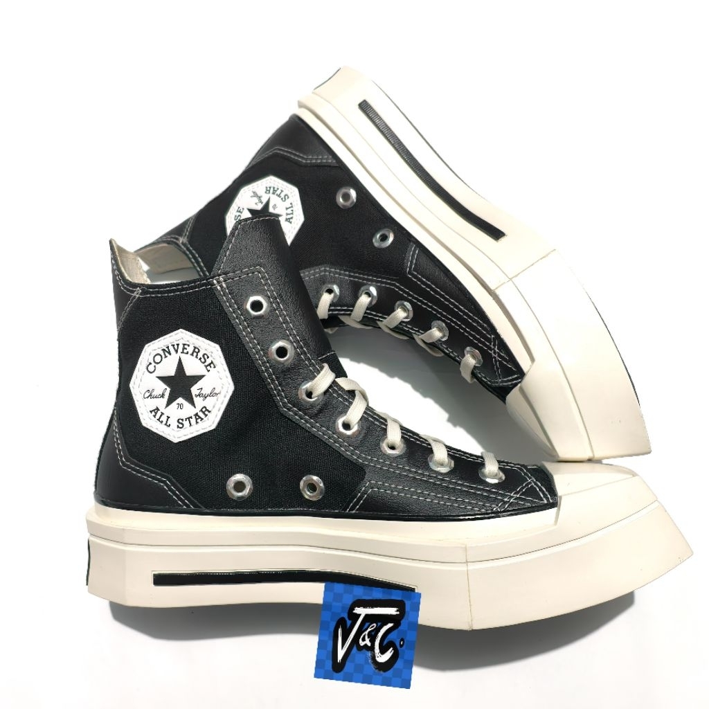 Converse Chuck 70 70s De Luxe Deluxe Squared Canvas Leather Overlays Black