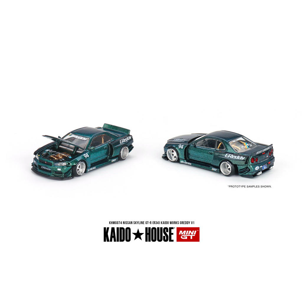 Kaido House x Mini GT Nissan Skyline GT-R (R34) Kaido Works GReddy V1