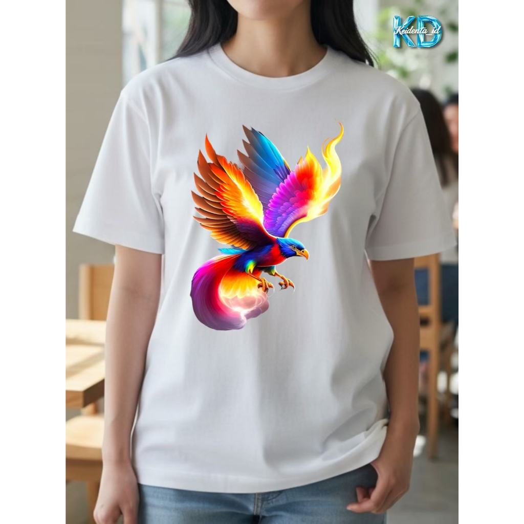 KEIDENTA - Kaos Premium Cotton COMBED 20s T-shirt BURUNG ELANG 3DIMENSI K-989 Baju Atasan Pria/Wanit