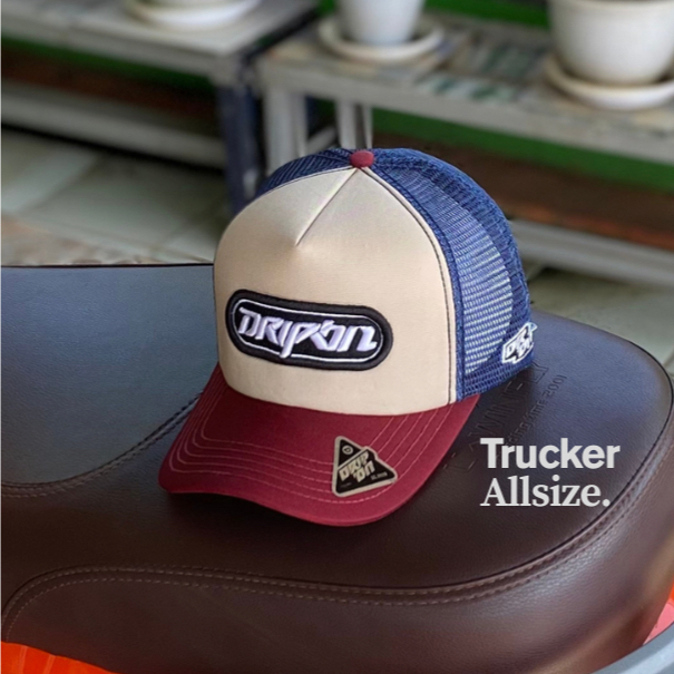 DRIPON Topi Jaring Pria Trucker Hat Distro Original Maroon Cream Navy DROTR-MCN