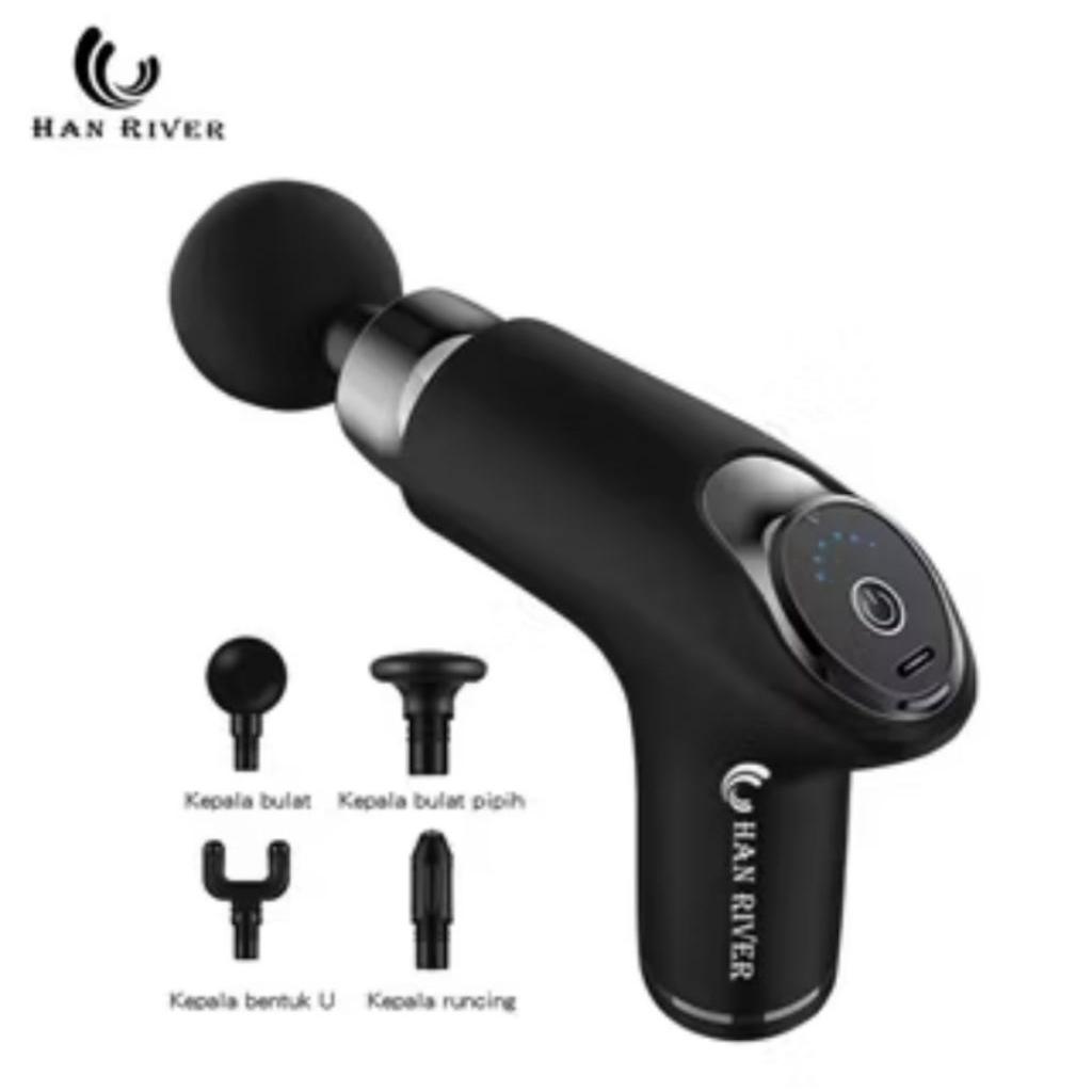 Promo HAN RIVER  MASSAGE GUN - DEEP TISSUE MUSCLE MASSAGER GUN-HITAM