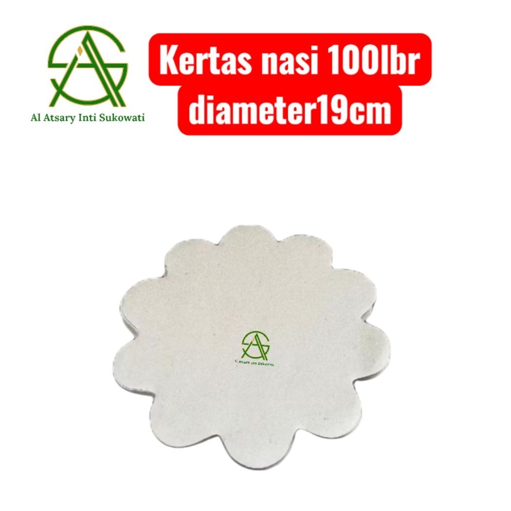 1pak 100 lembar kertas minyak kembang / kertas nasi Bulat diameter 19cm