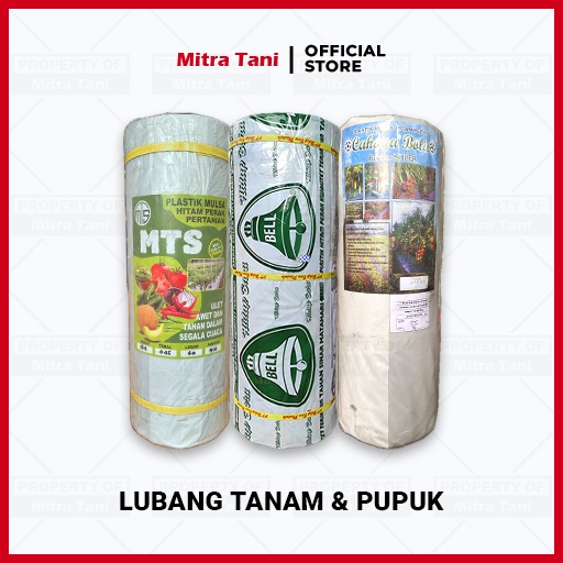 BELL CAHAYA BOLA MTS Plastik Mulsa Hitam Perak Lubang 60 CM Original 500 Meter 120 CM 35 MICRON 18 K