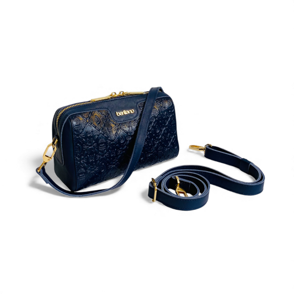 Berliano Leather BNT Pouch - Hand Bag Slingbag Wanita Kekinian Kulit Sapi Asli Motif Batik Indonesia