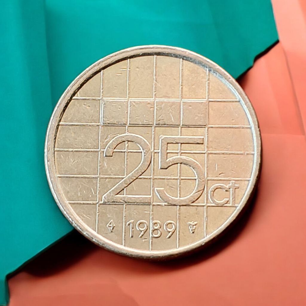 Uang koin asing Belanda 25 cent Beatrix 1989