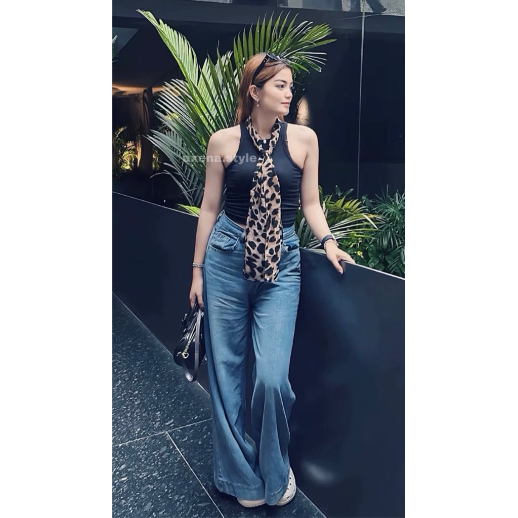 SYAL SCARF BANDANA LEOPARD MACAN MOTIF UNISEX MULTIFUNGSI SERBAGUNA CHIFFON CERUTI COTTON KATUN COKL