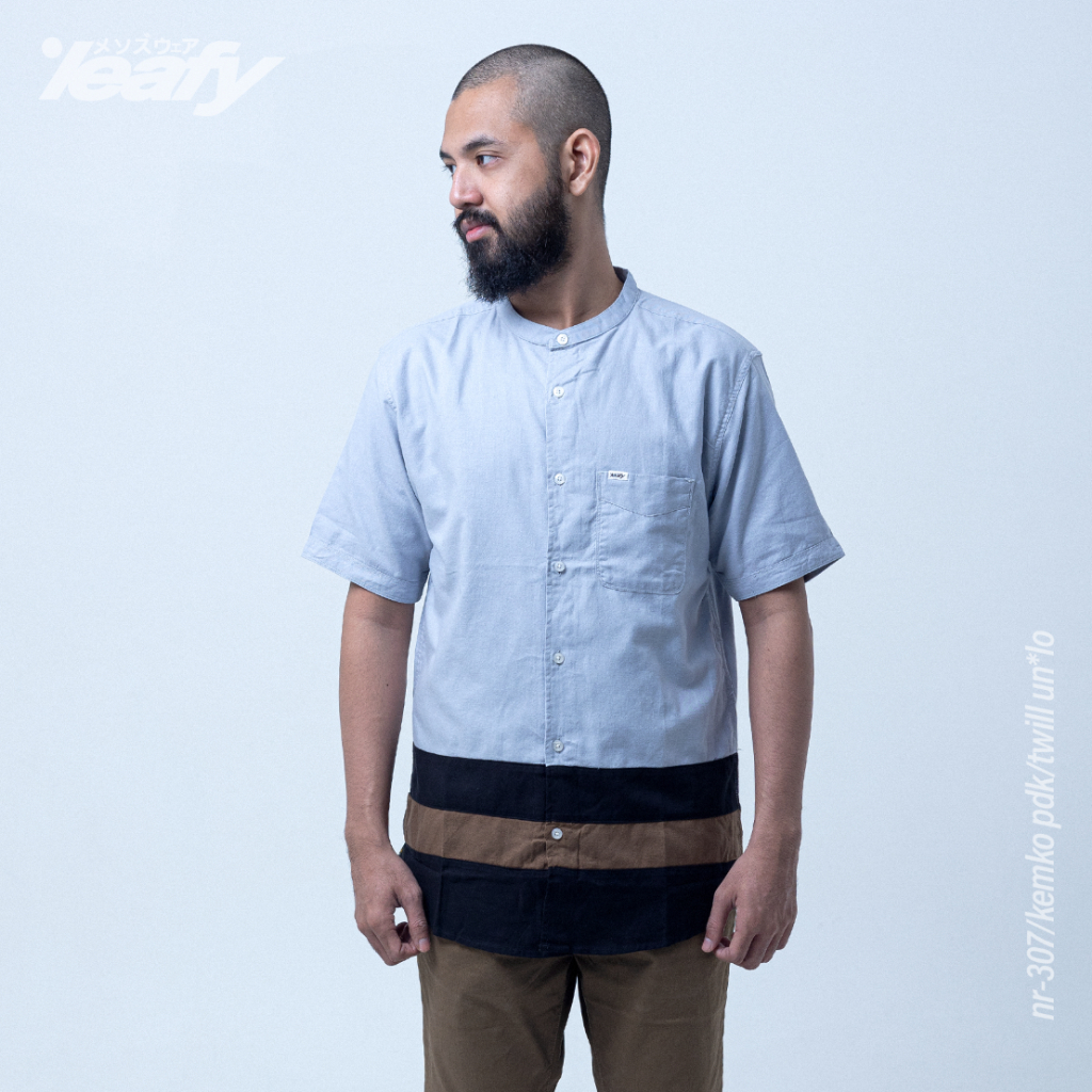 Kemko Leafy NR-307 / Kemeja Koko Lengan pendek / Atasan Pria / kemko Leafy / Baju pria / Bahan Twill