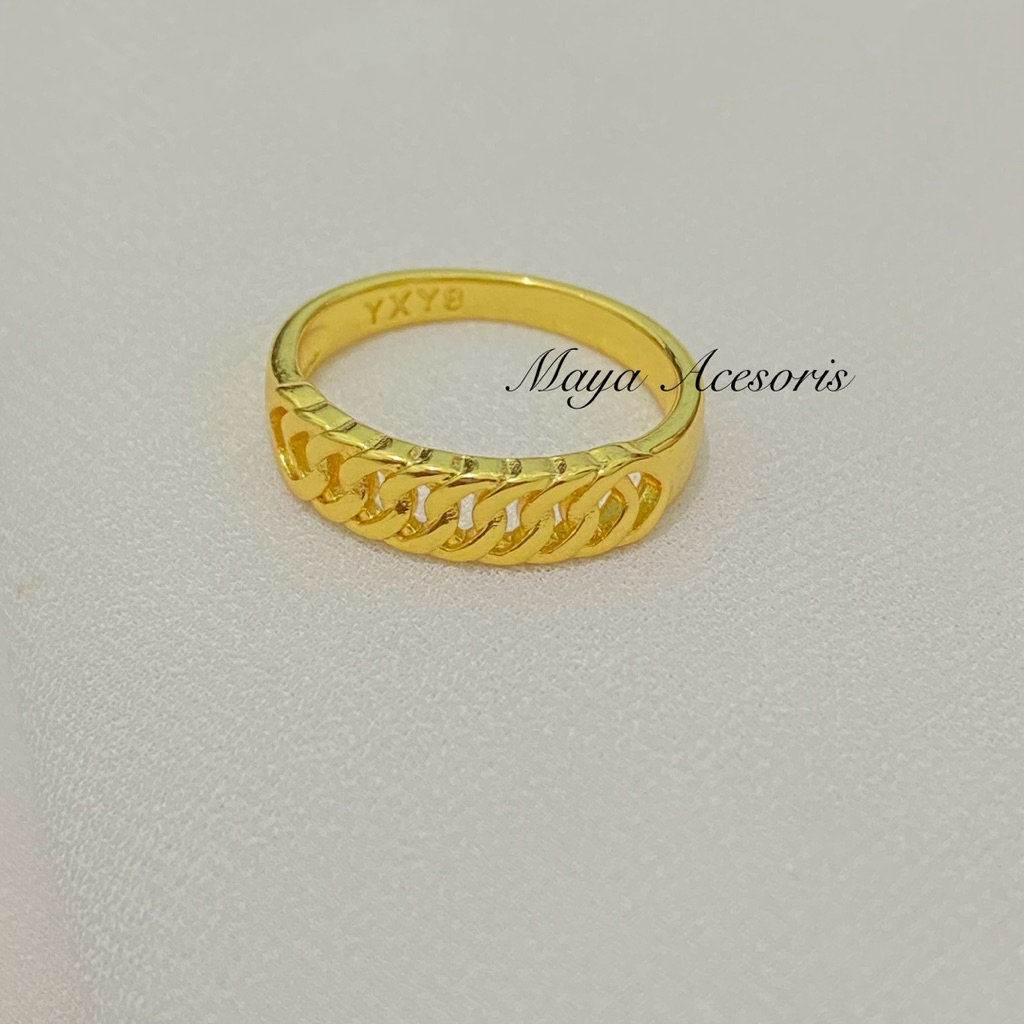 Cincin Titanium Rantai Asli Lapis Emas 24k Awet sampai Tahunan