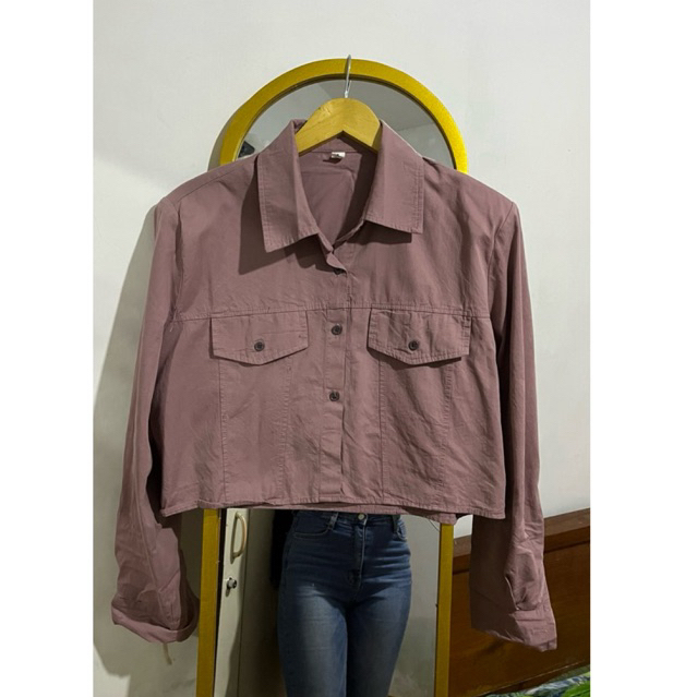 kemeja crop mauve