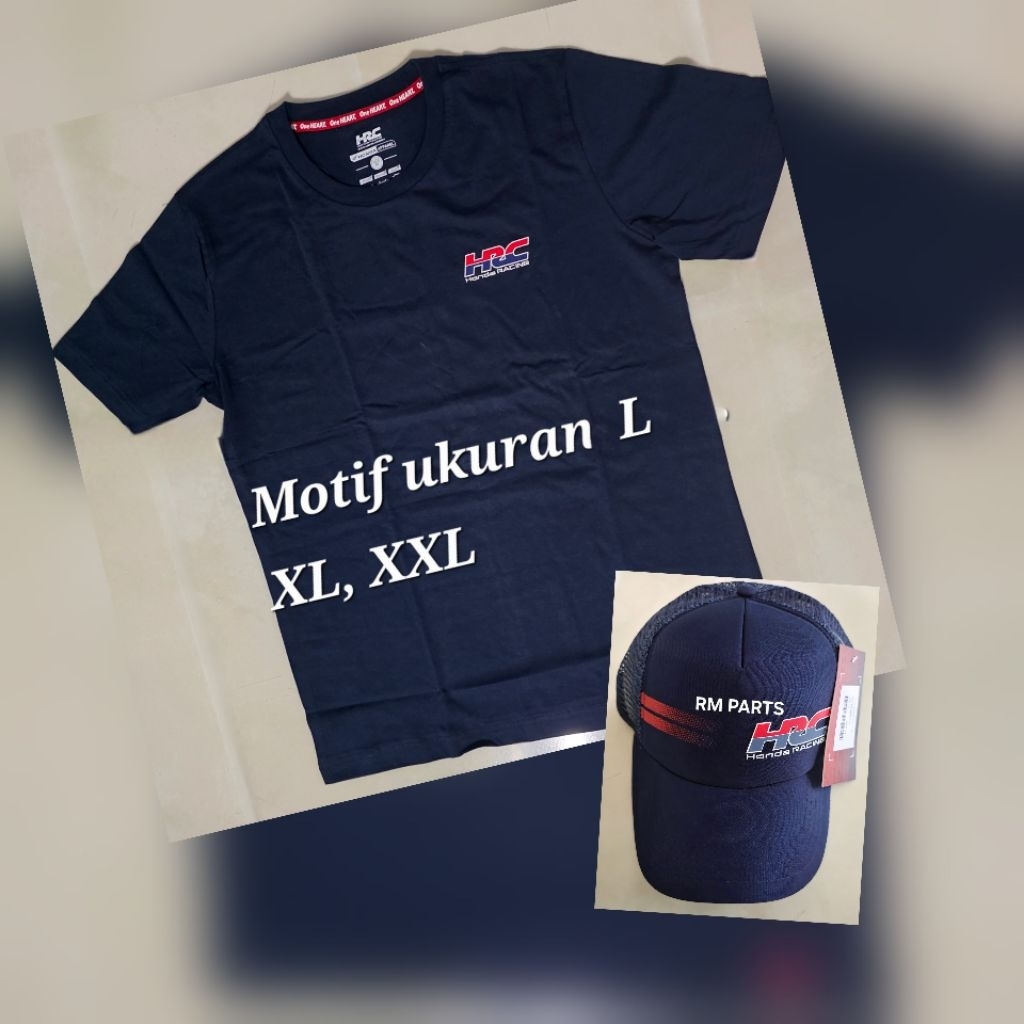 Paket Bundling Kaos + Topi HRC Navy ORI HONDA