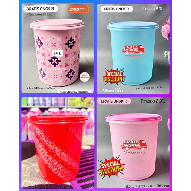 Toples krupuk Frasco 8.9L Moorlife. Flower 4.2L