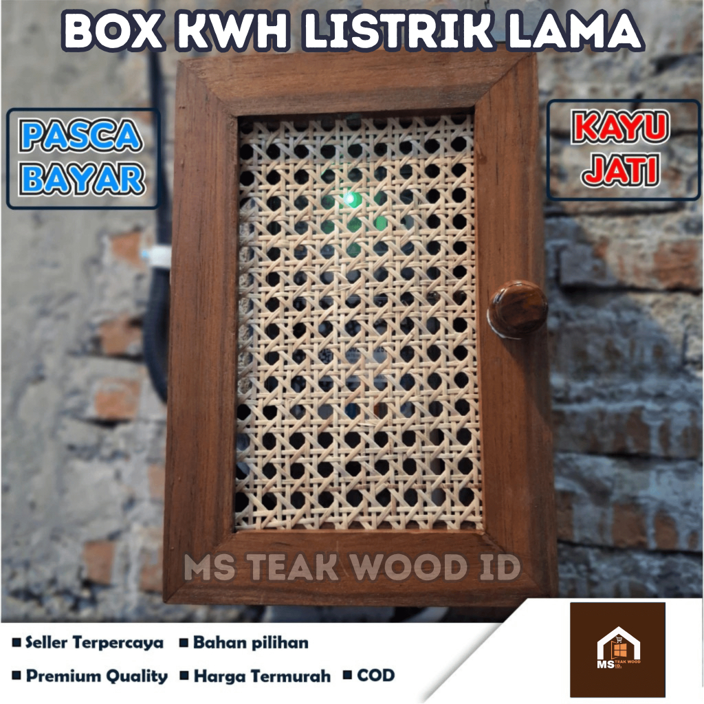 Penutup KWH Meter Listrik Pasca Bayar / Box Kayu & Anyaman Rotan Aesthetic / Kotak KWH Meter Murah