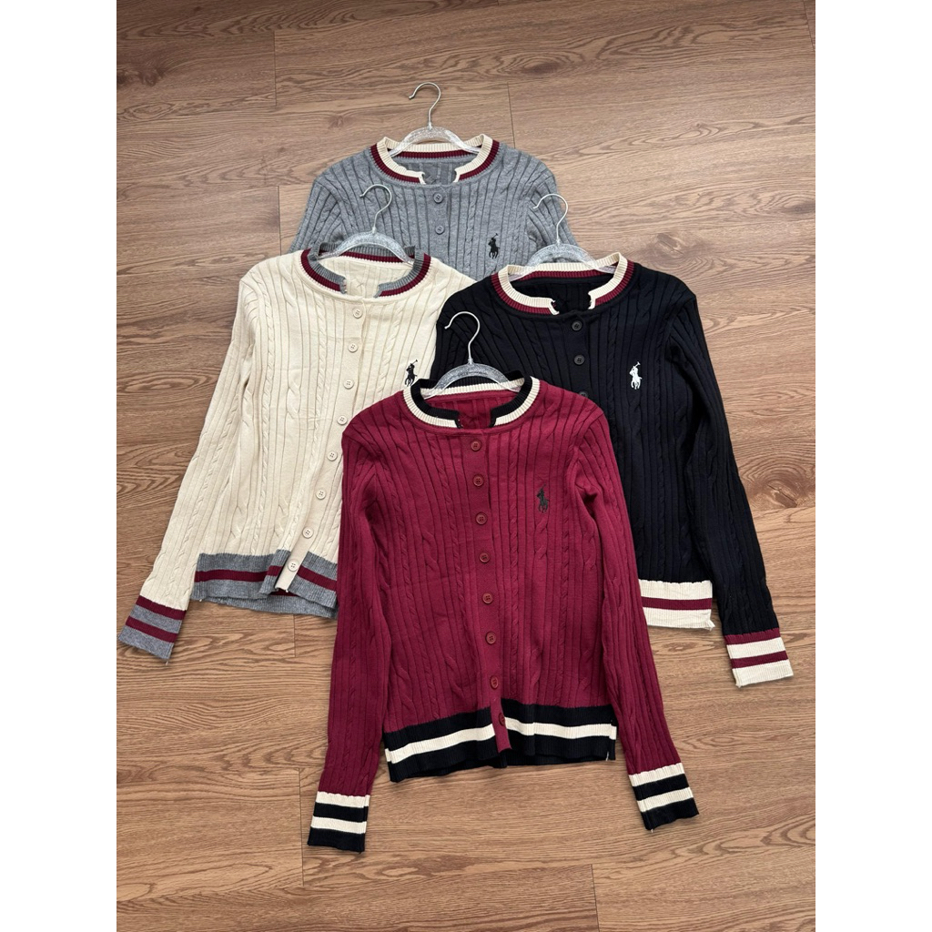 Cardigan rajut wanita premium lengan panjang polo motif kepang