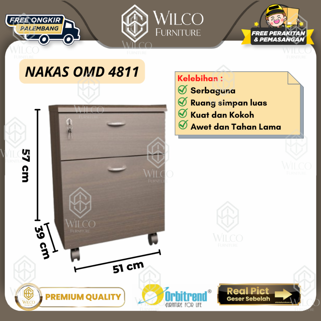 Nakas Kayu 2 Laci/ Meja Nakas Minimalis/ Mobile Drawers Orbitrend OMD 4811