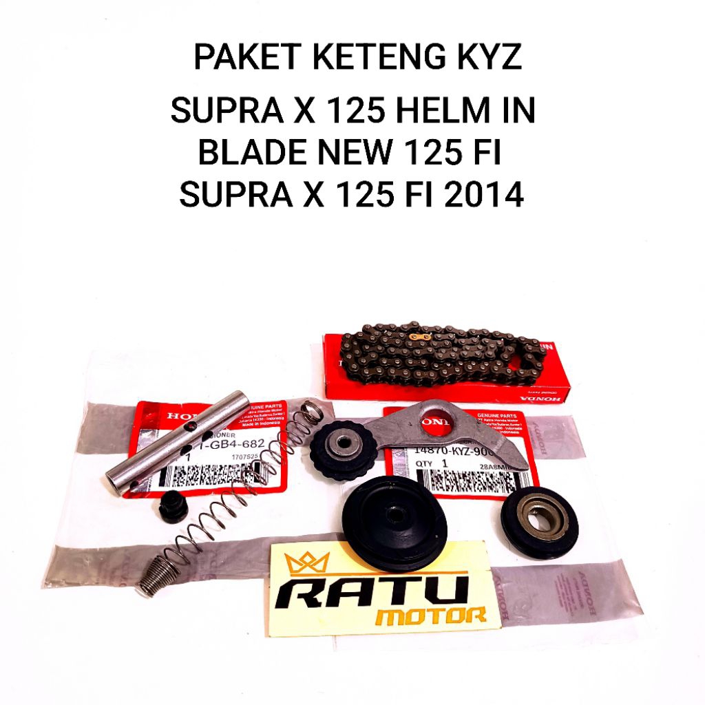PAKET RANTAI KETENG SET KYZ + ROLL 2 PLAT TENSIONER SULING KETENG SUPRA X 125 HELM IN BLADE NEW 125 