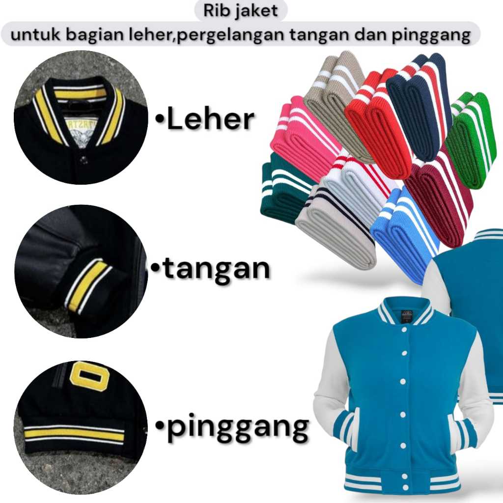 KAIN RIB/BUR PER 10 LEMBAR BABAT POLOS AN SALUR, POLYESTER