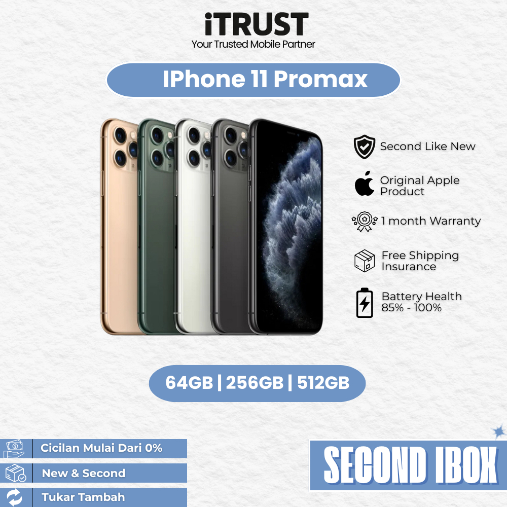 Iphone 11 Promax 64/256/512GB SECOND IBOX