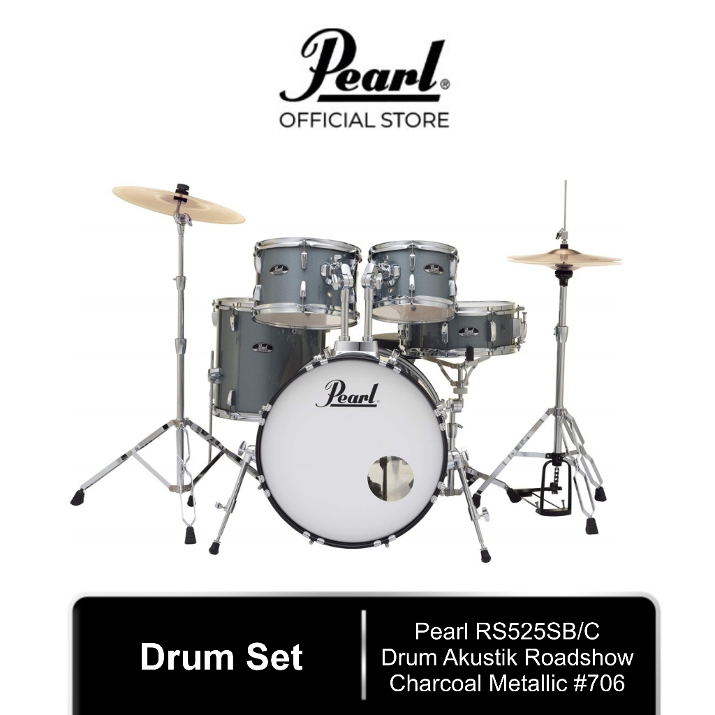 Pearl RS525SB/C ROADSHOW Series 5 Pieces Drum Set Charcoal Met #706 | Drum Set Akustik
